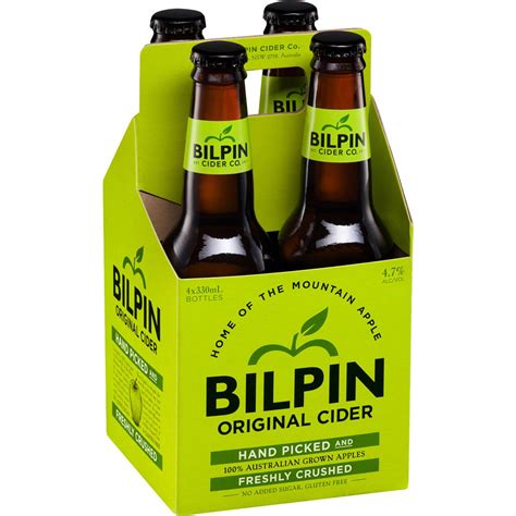 Bilpin Apple Cider Original Bottles 4x330ml Pack Woolworths