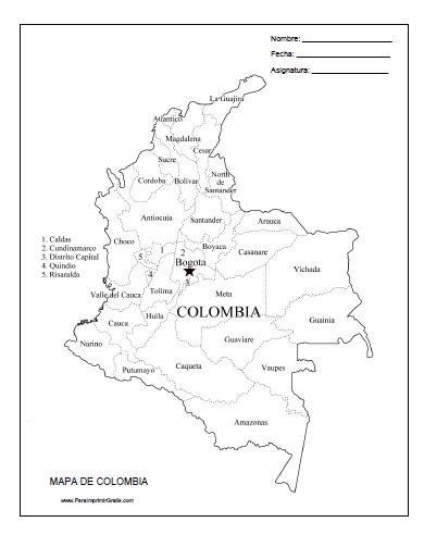 Mapas De La División Política De Colombia Para Colorear Imagui