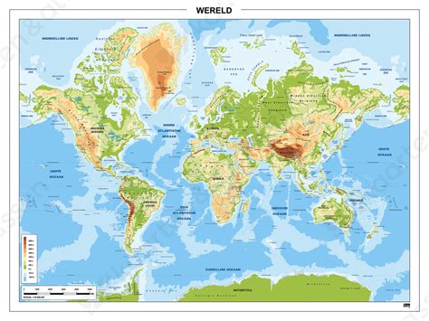 Eenvoudige Wereldkaart Natuurkundig 1301 Kaarten En Atlassennl