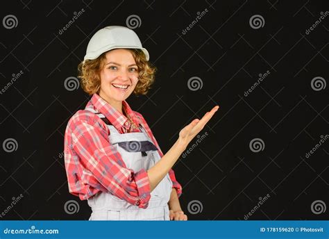 Girl Engineer Or Architect Home Renovation Lady At Construction Site