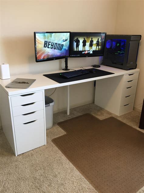 Consider cable management accessories, as the ikea gaming desk setup does not offer a natural way to obscure a cord jungle. Home Office / Ikea Battlestation | Gaming desk, Gaming ...