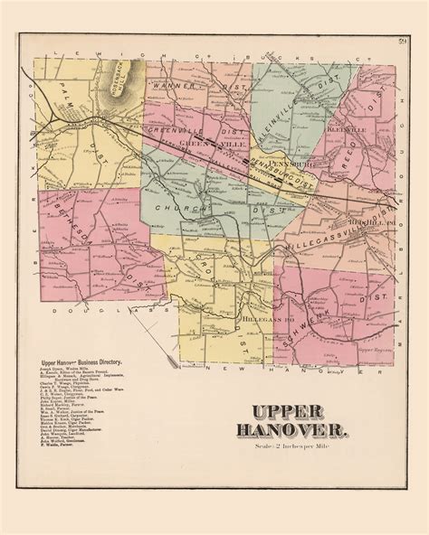 Upper Hanover Pennsylvania 1871 Old Map Reprint Montgomery County