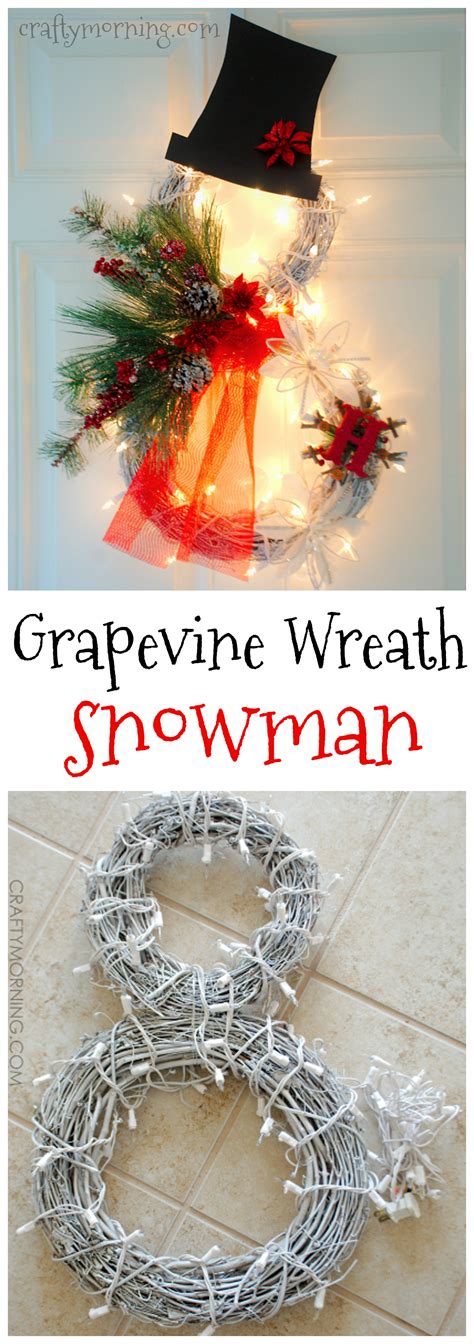You are going to absolutely love this adorable, and very easy to make, snowman wreath. Lighted Grapevine Snowman Wreath - Crafty Morning ...