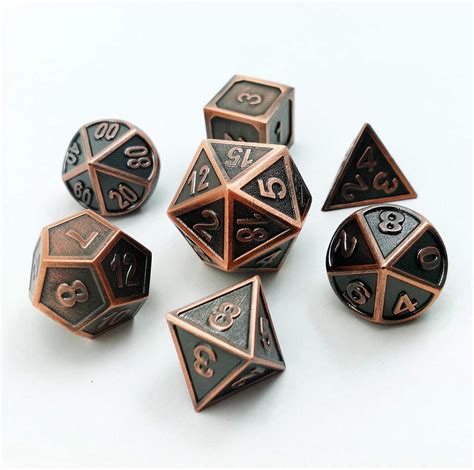 Bescon Antique Copper Solid Metal Polyhedral Dice Set Of 7