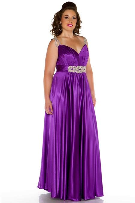 Sexy Long Purple Glitter Silk Plus Size Evening Prom Dress With Beaded