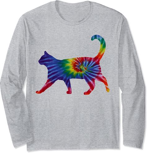 Tie Dye Cat And Colorful Tye Dye Cute Kitten Funny Long Sleeve T Shirt
