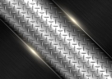 Background Silver Black Metallic 3d Chrome With Diamond Plate Metal