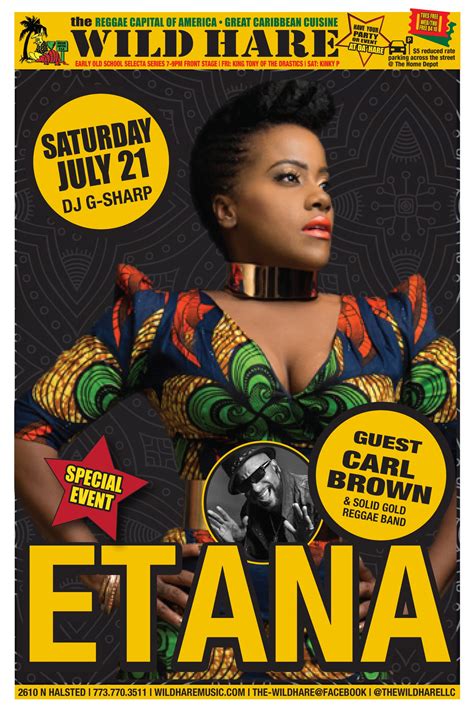 Etana Plus Special Guest Carl Brown And The Sold Gold Reggae Band Plus Dj