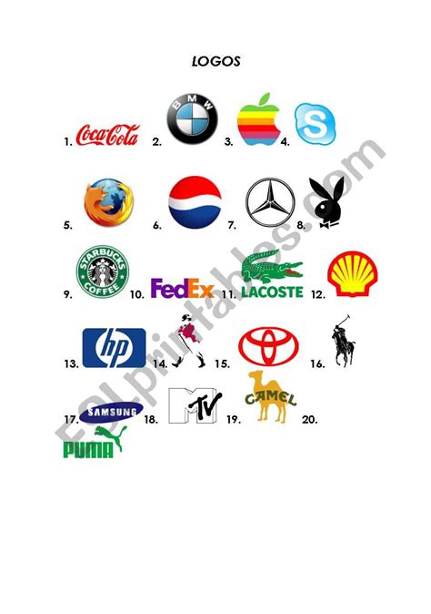 Company Logos Matching Exercise Esl Worksheet By Jhyland002
