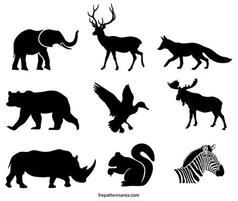 Wildlife Animals Silhouette Stencil And Printable Template