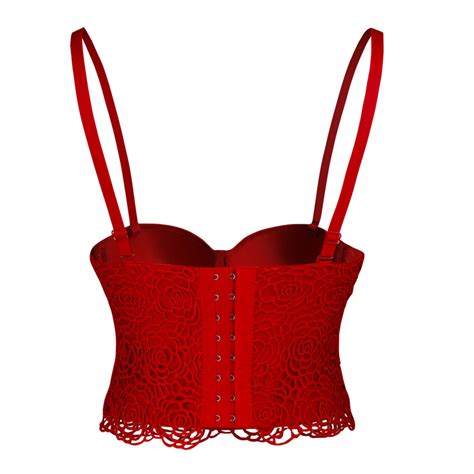 Sexy Red Rose Lace Bustier Corset Crop Top N18817