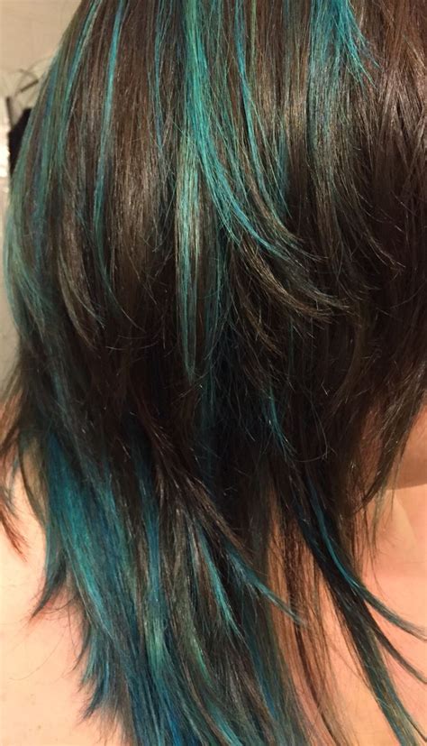 Turquoise Teal Blue Highlights Hair Love Teal Hair Streaks Teal Hair