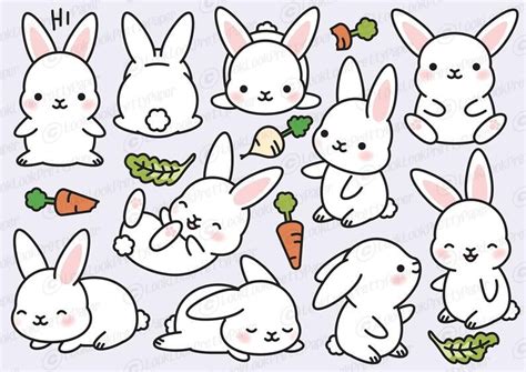 premium vector clipart kawaii bunny cute bunny clipart set high quality vectors instant download