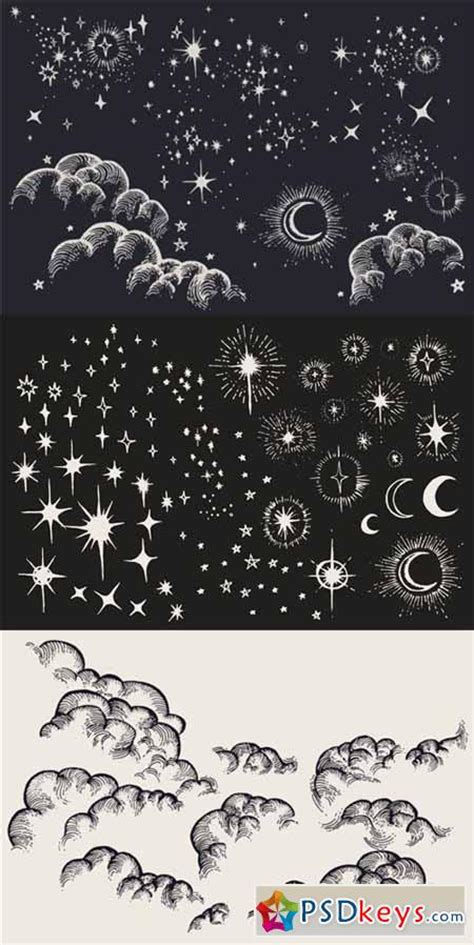 Star Moon Cloud Sky Drawings 102087 Free Download Photoshop Vector