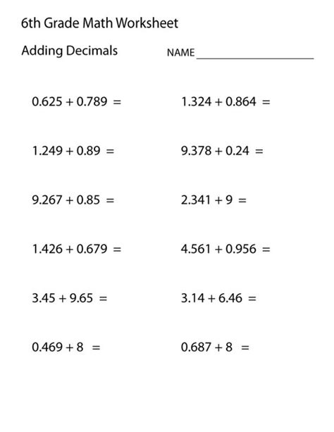 Helpful for practicing common core standards for 5th grade number & operations in base ten and. 6th Grade Math Worksheets 2018 | Learning Printable