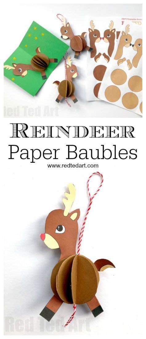 Paper Reindeer Ornament Red Ted Art Make Crafting With Kids Easy