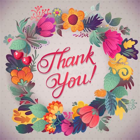 Thank You Card In Bright Colorsstylish Floral Background With Text