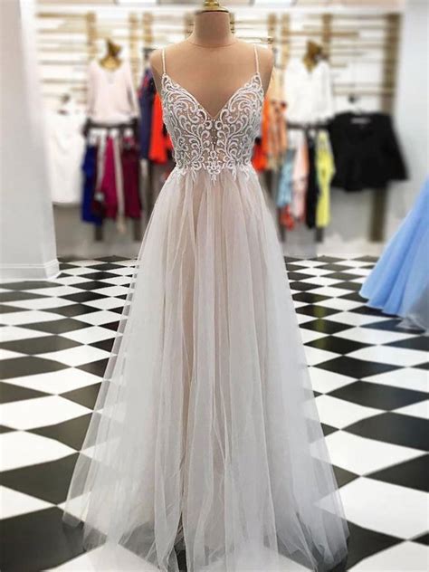 Chic Prom Dresses Spaghetti Straps Floor Length Long Cheap Prom Dress Anna Promdress