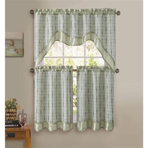 Vcny Sabrina 3 Piece Kitchen Curtain Set Lime Green Curtains Green