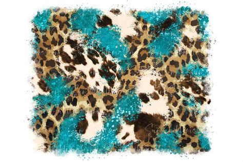 Cowhide Leopard Turquoise Background Graphic By Sun Sublimation