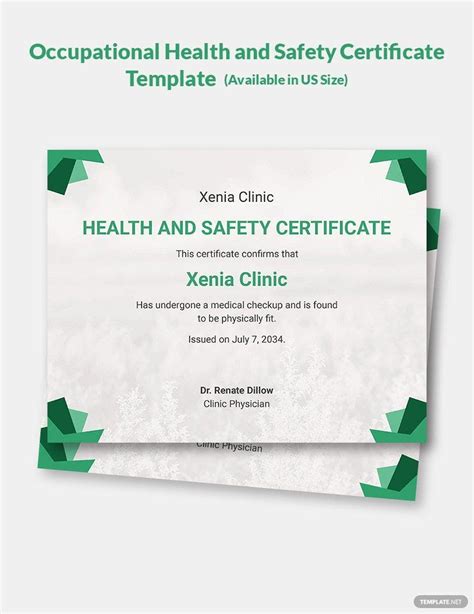 Occupational Health And Safety Certificate Template In Word Publisher