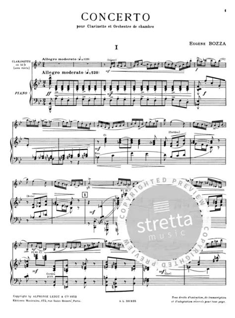 Concerto For Clarinet And Chamber Orchestra From Eug Ne Bozza Buy Now