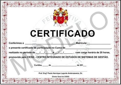 Certificado Para Editar E Imprimir