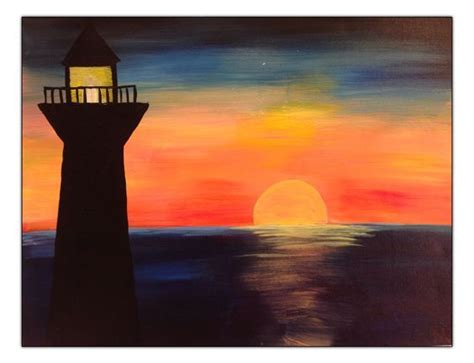 Image Result For How To Simplify Lighthouse Painting Sunset Painting