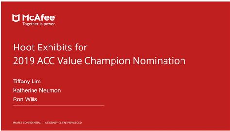 2019 Value Champion Mcafee Association Of Corporate Counsel Acc