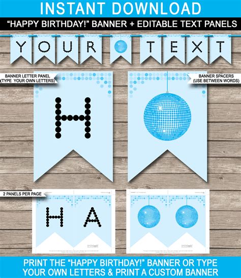 Print the letters and string the banner so everyone knows that someone just . Dance Banner Template | Blue Disco | Birthday Banner ...