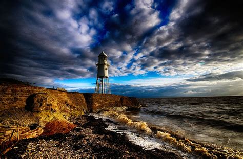Beach Lighthouse England Sea Clouds Walls Coast Nature