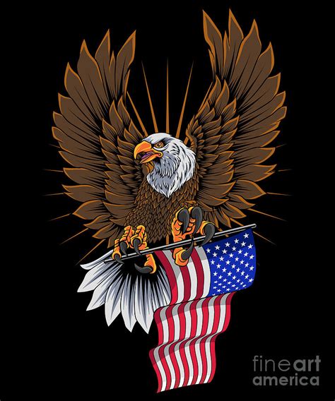 Pride Bald Eagle With Usa Flag America Digital Art By Mister Tee