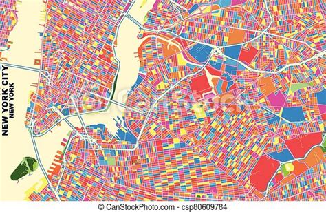New York City New York Usa Colorful Vector Map Colorful Vector