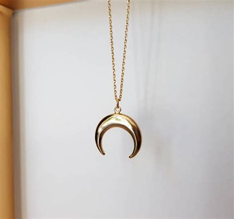 Stainless Steel Crescent Moon Necklace Etsy