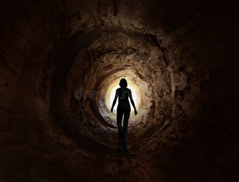 Walk Into The Light In The Dark Tunnel Stock Image Image Of Concept