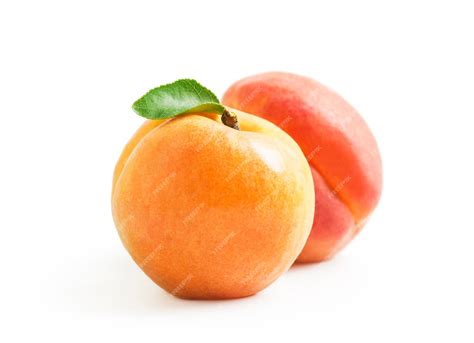 Premium Photo Fresh Apricot With Leaf On White Background
