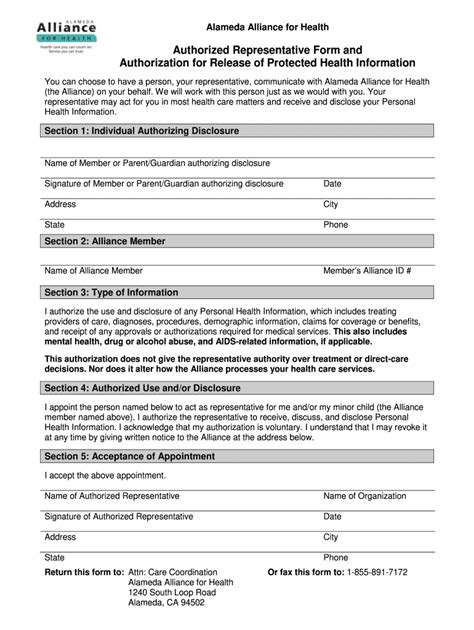 Alameda Alliance For Health Authorized Representative Form And