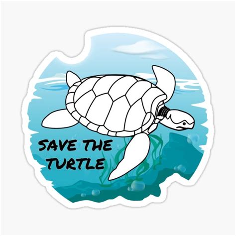 Save The Sea Turtle Sticker For Sale By Myuniskk Redbubble