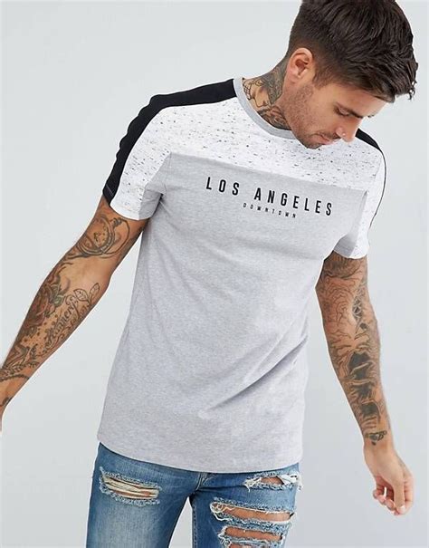 Camiseta Ajustada Con Dise O Colour Block Y Estampado Los Angeles De