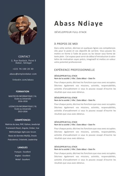 Cv format pick the right format for your situation. Exemple de CV Développeur Web (Full Stack, Front-End, Back-End)