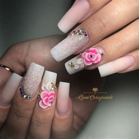 Bonitas Uñas Acrilicas Decoradas Con Flores Uñas Bonitas