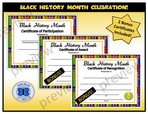 Black History Month Certificate Of Participation With Bonus