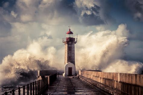 Cloud Lighthouse Natural Ocean Photography Pier Sea Storm