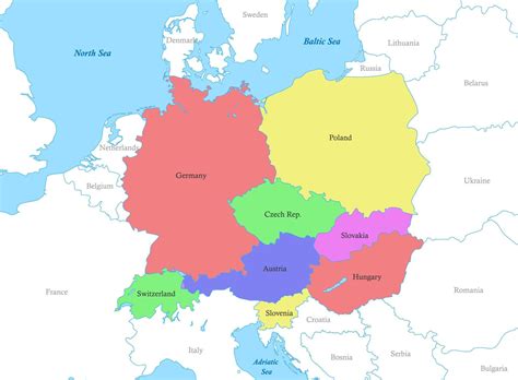 Map Of Central Europe With Borders Of The Countries 22753894 Vector
