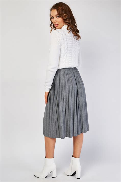 Grey Pleated Midi Skirt Just 7