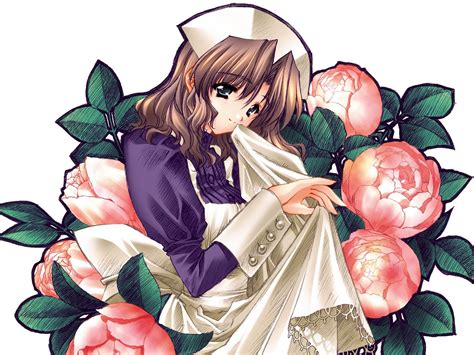 Wallpaper Illustration Flowers Anime Brunette Cartoon Apron