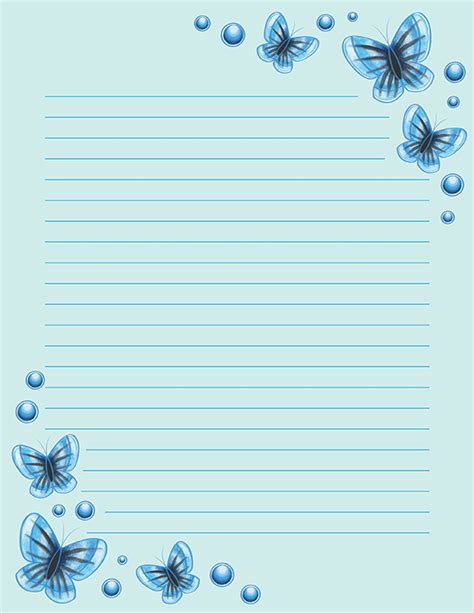 Free Printable Blue Butterfly Stationery In  And Pdf Formats The