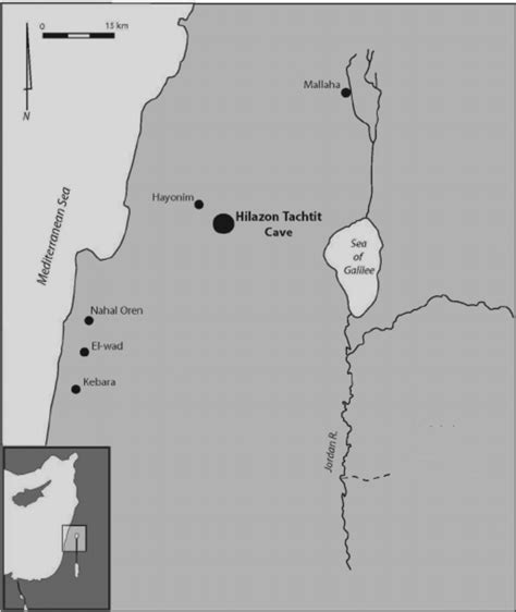 The Location Of The Site Of Hilazon Tachtit Cave And Other Sites With