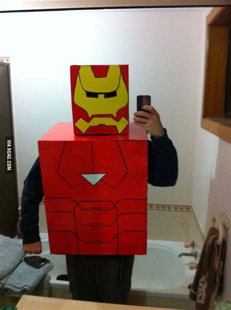 One on your hand and one behind your wrist. Cardboard Iron Man! - 9GAG