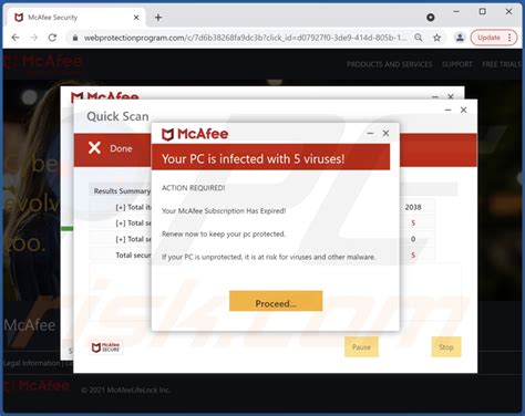 Estafa Emergente Mcafee Your Pc Is Infected With 5 Viruses Pasos